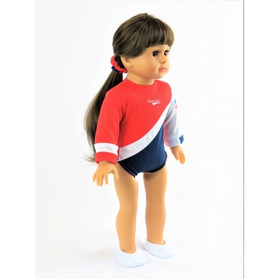 Team USA 3 Pc Gymnastic Outfit - Fits 18" American Girl Dolls, Madame Alexander, Our Generation, etc. - 18 Inch Doll Clothes - Doll Not Included   